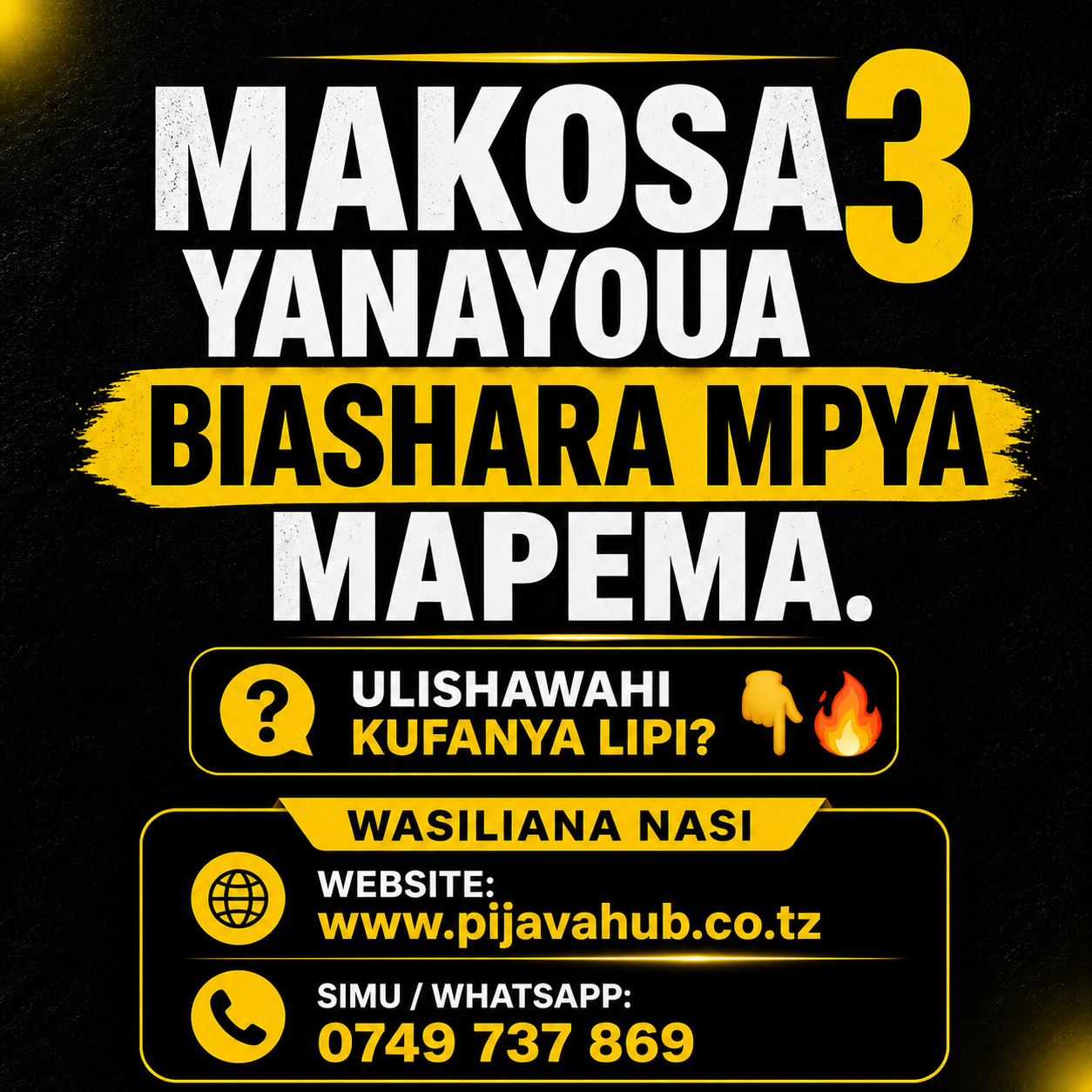 Makosa 3 Yanayoua Biashara Mpya Mapema